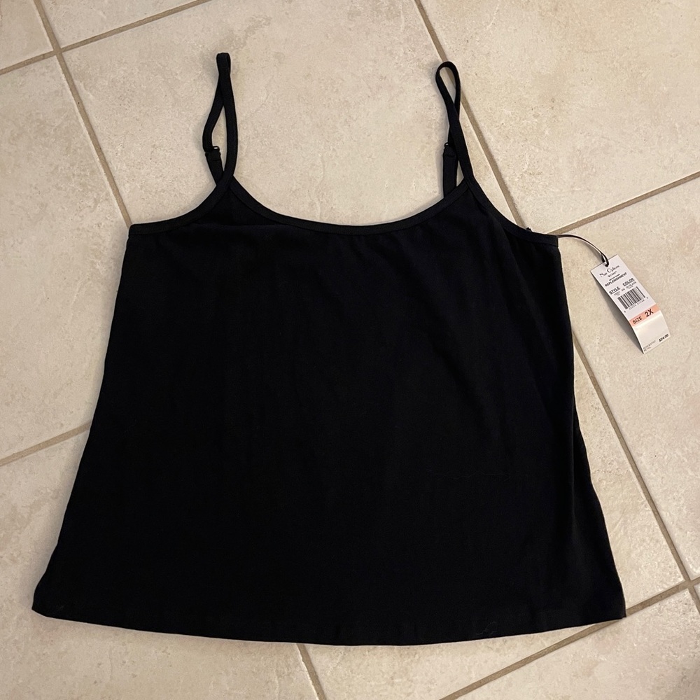 NWT! NUE OPTIONS WOMAN BLACK SPAGHETTI STRAP TOP LADIES SIZE 2X